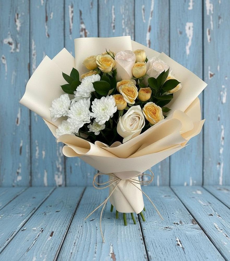 Букет цветов из: Розы и Хризантемы в Русский Акташ