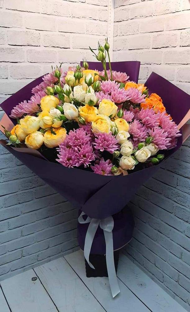 Букет цветов из: Хризантемы и Розы в Русский Акташ