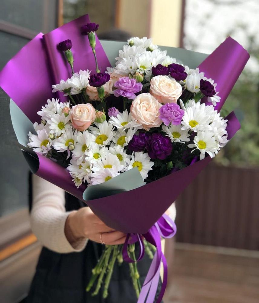 Букет цветов из: Хризантемы, Гвоздики и Розы в Русский Акташ