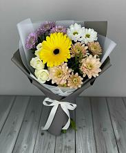 Букет цветов из:  Розы, Герберы и Хризантемы в Русский Акташ