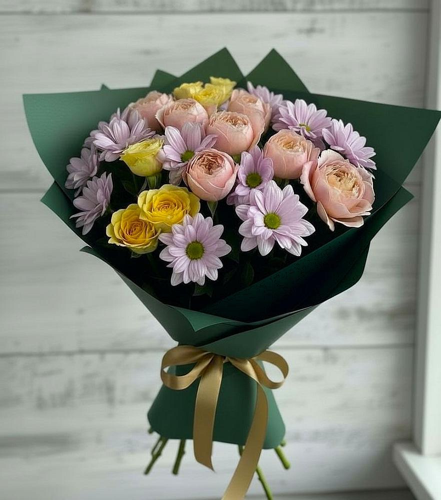 Букет цветов из: Хризантемы и Розы в Русский Акташ